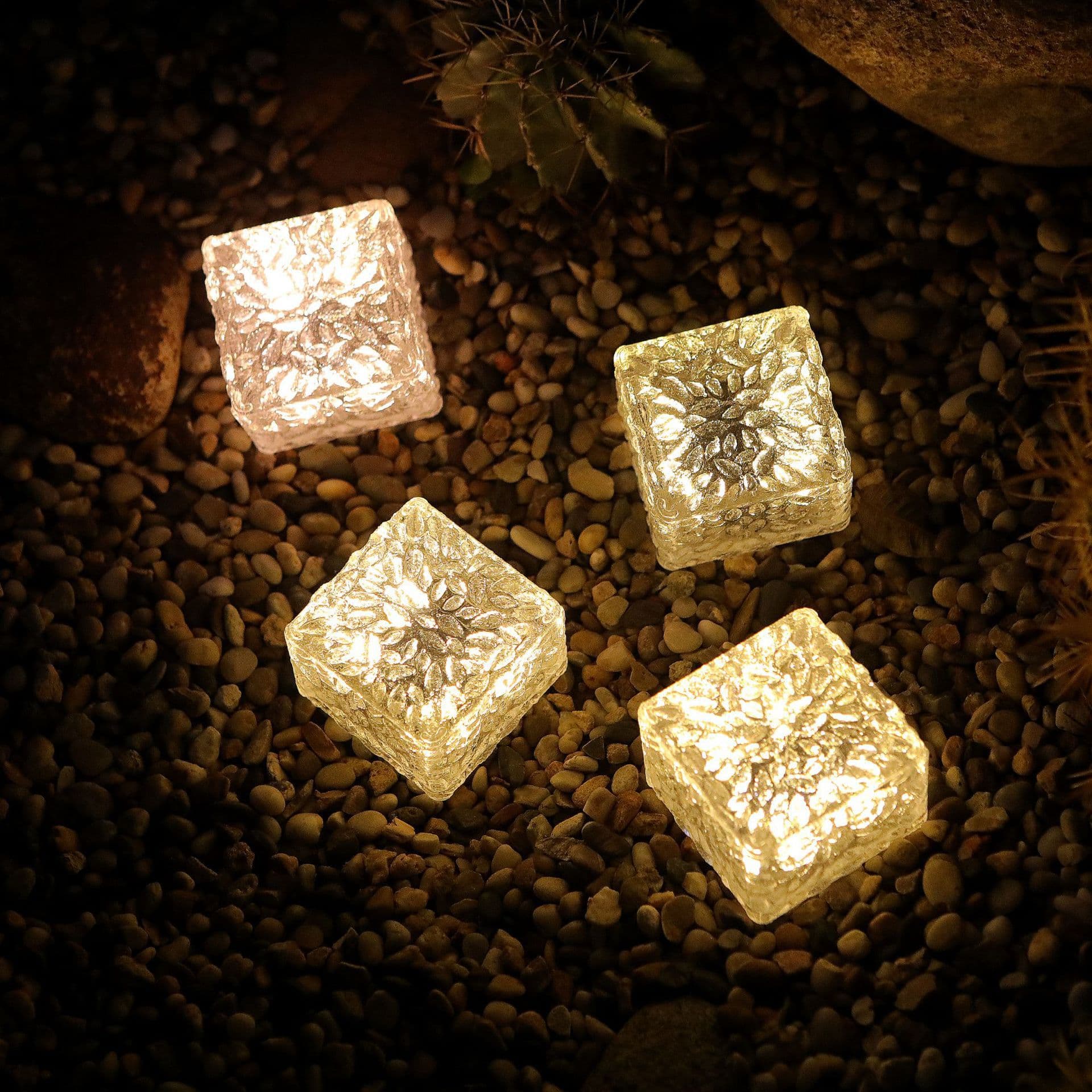 Solar Garden Light Ice Brick Imitation Glass Brick Light Garden Atmosphere Square Buried Light Ice Brick Imitation Glass