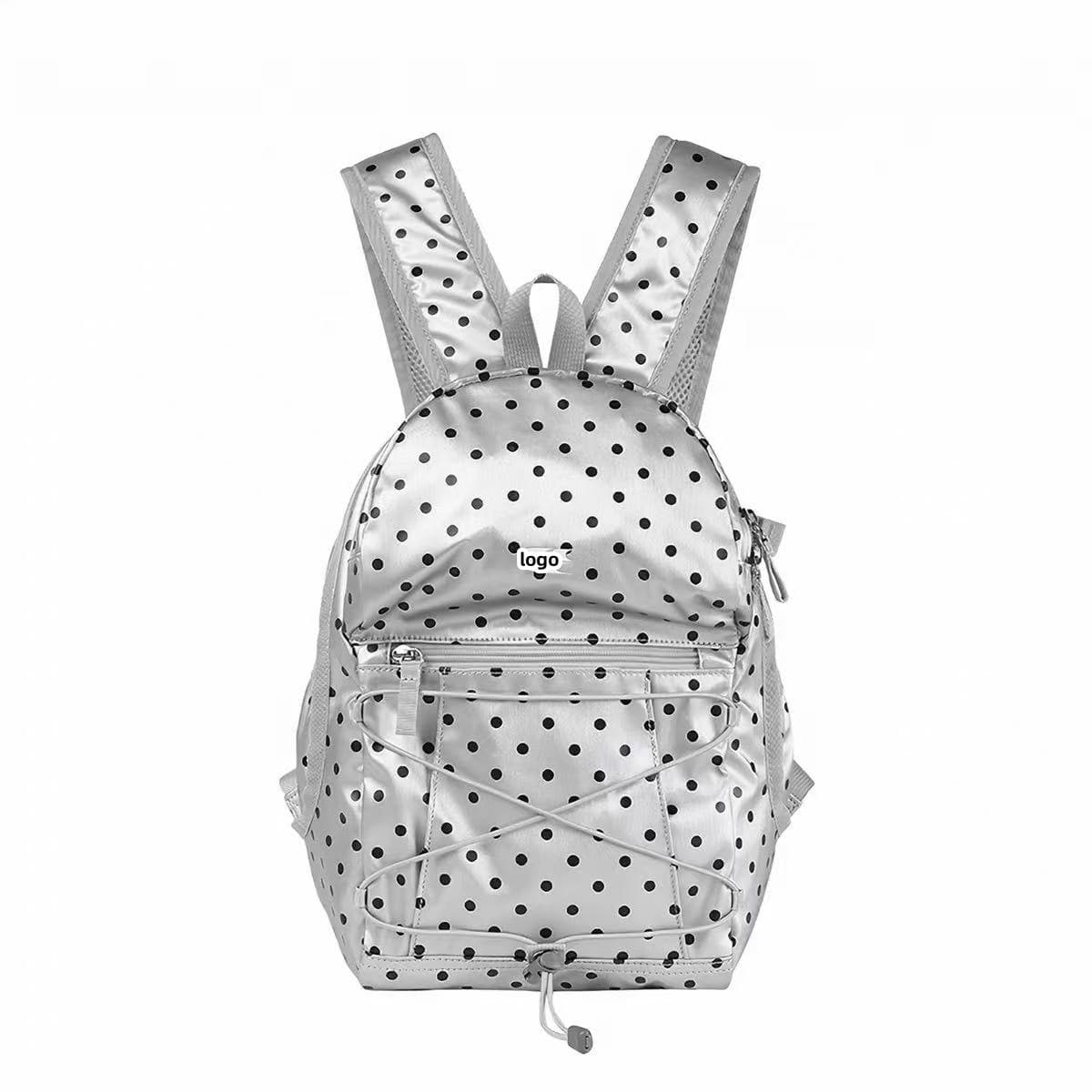 Cross-Border New Product Crying Bag Retro Silver Polka Dot Backpack Picnic Bag Schoolbag Small Medium