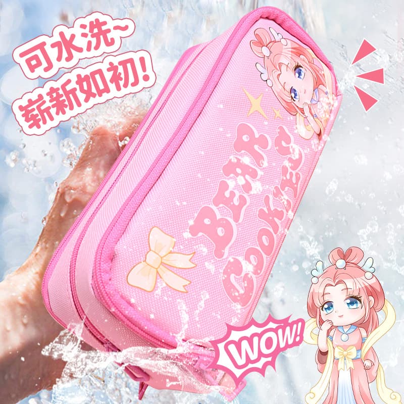 Primary and secondary school students stationery cartoon pencil bag large capacity pencil bag boys and girls cute pencil box custom storage