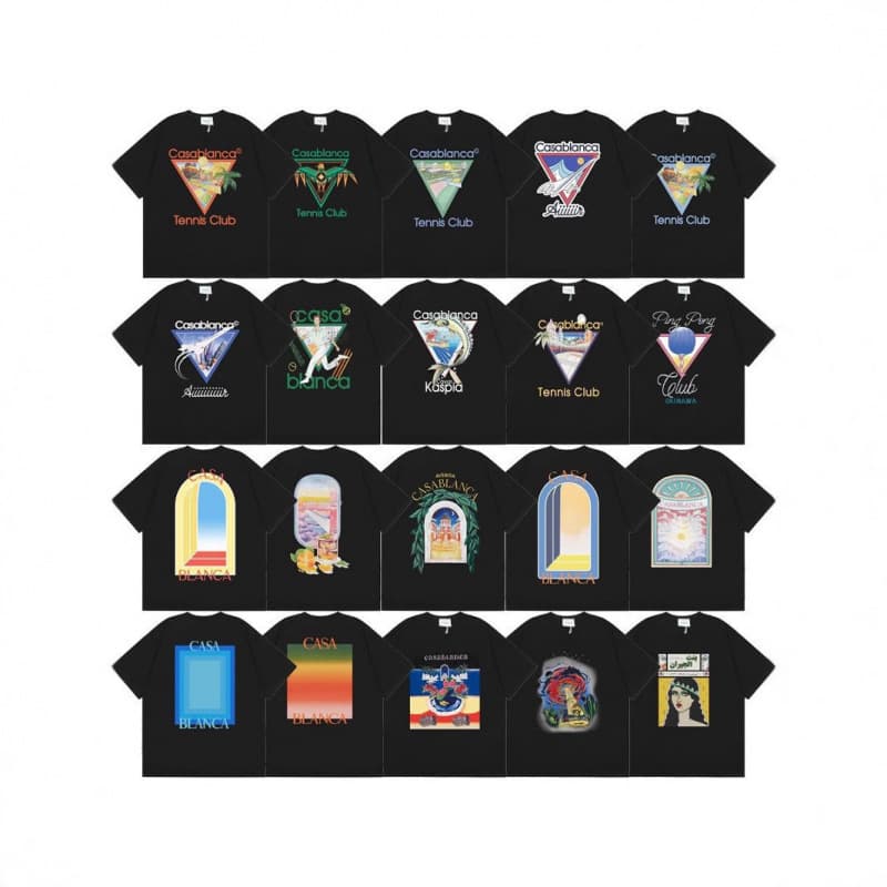 Cross-border 2026 Spring/Summer New Casablanca LOGO Print Unisex Loose Short Sleeve T-Shirt