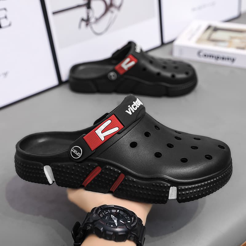 Men's Large Size Sandals Breathable Soft Bottom Hollow out Slip-On Casual Beach Shoes Comfortable EVA Garden Slippers