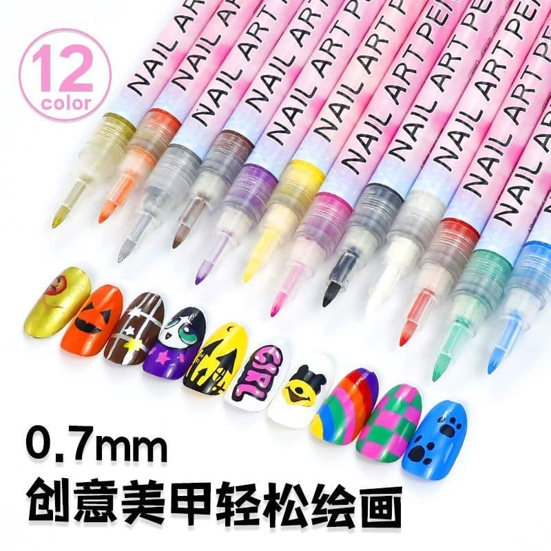 Nail Art Acrylic Marker Pen Ultra-Fine 0.7mm Painting Pen Nail Art Flower Drawing Tool Liner Hand-Painted Graffiti Nail Art Pen