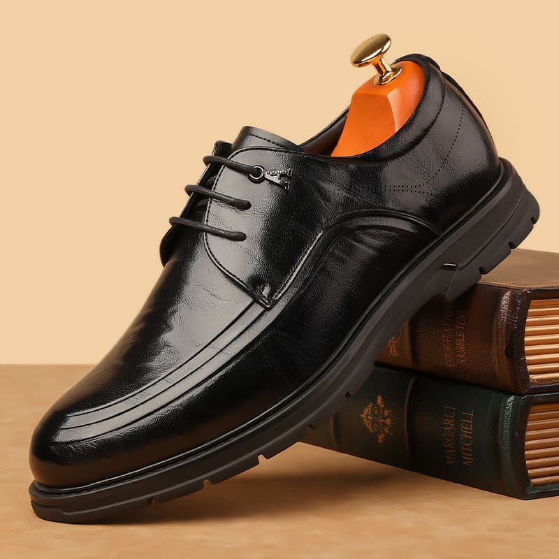 Men's Business Formal Leather Shoes, British Style Lace-Up Casual Shoes, New Two-Layer Cowhide Men's Dress Shoes