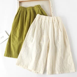 New Girls Summer Pants Pure Cotton Thin Shorts Children New Wide Leg Pants Little Girl Casual Pants Capri Pants