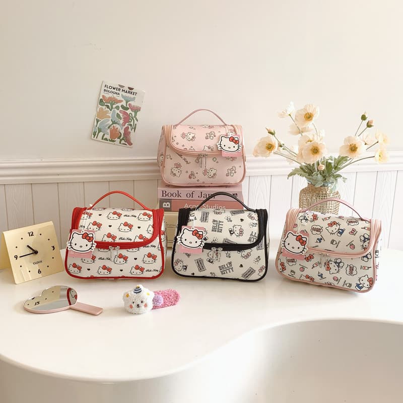 HelloKitty Licensed Handbag Cosmetic Case Semi-Shaped Multi-Functional Large Capacity Makeup Organizer Storage Box