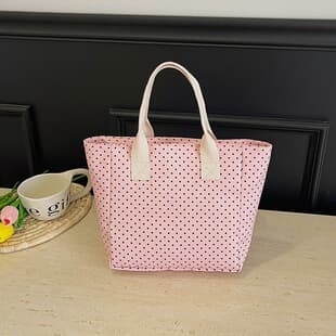 2026 New Fresh Sweet Polka Dot Preppy Style Middle and High School Tutoring Bag Lightweight Large Capacity Handheld Shoulder Bag