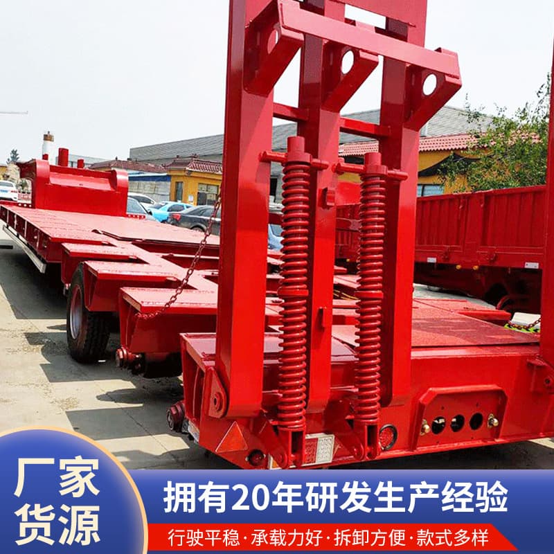 Low-bed semi-trailer, five-line ten-axle hydraulic steering low-bed trailer, detachable front flatbed heavy-duty transport vehicle