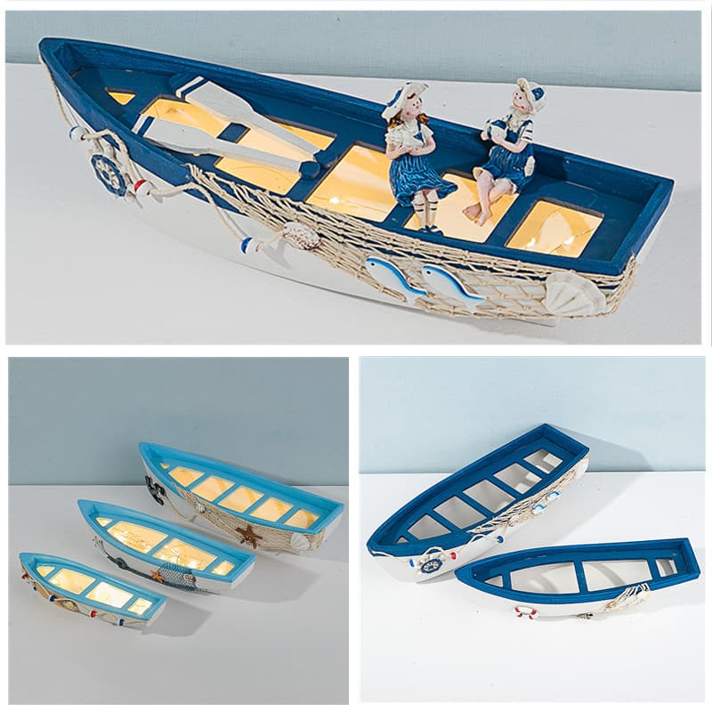 Mediterranean Ship Storage Ornament Creative Sailboat Model Craft Wooden Pirate Ship Home Decor Display