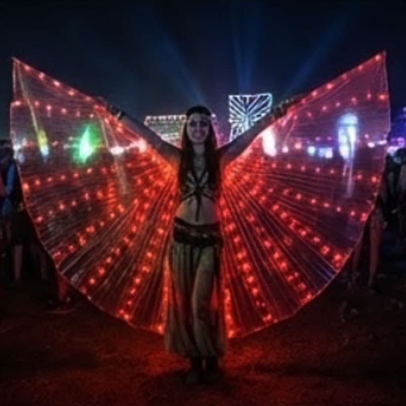 Belly Dance Rainbow LED Glowing Wings Fluorescent Butterfly LED Light-Up Wings Cape