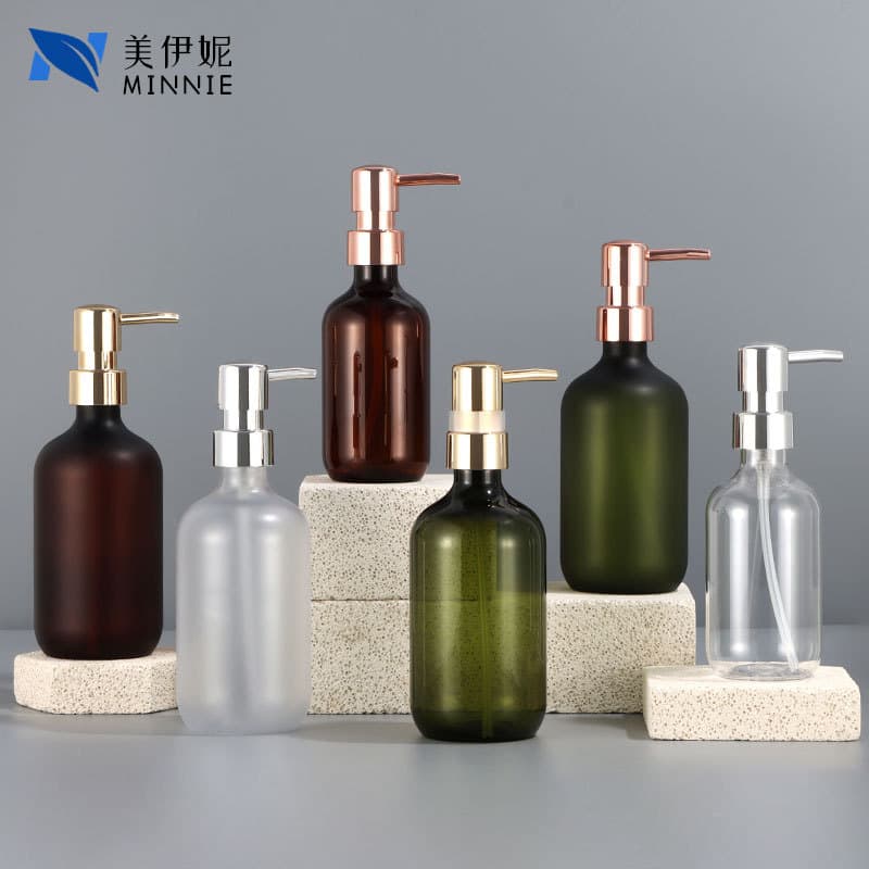 In Stock 500ml Press-Type Lotion Bottle Shampoo Bottle Body Wash Bottle Cosmetic Dispensing Bottle Frosted PET Electroplated