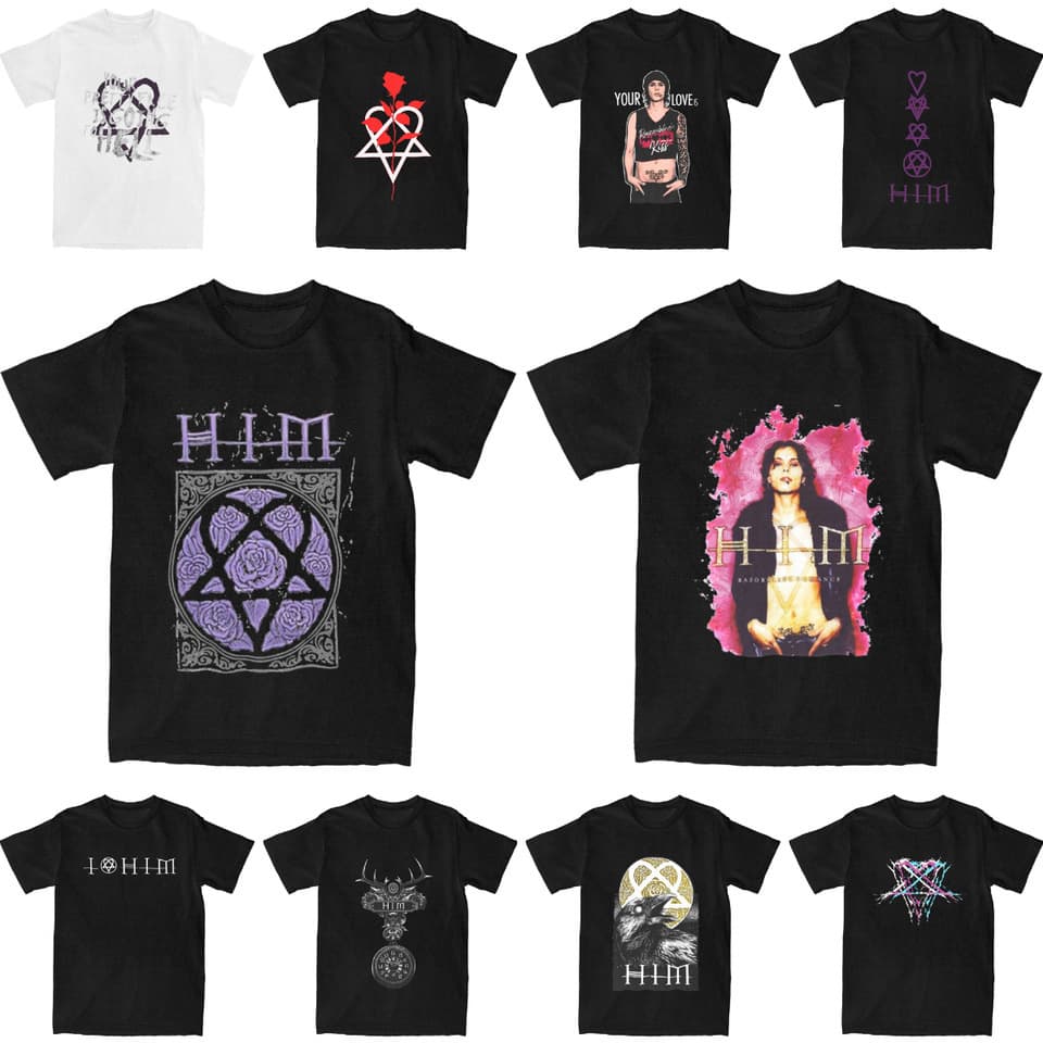 Him Band Ville Valo Heartagram Love Metal T-Shirt Summer Street