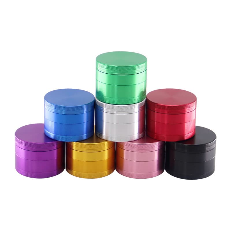 Aluminum Alloy Grinder 40/50/63/75mm Four-Layer Pink Flat Tobacco Grinder