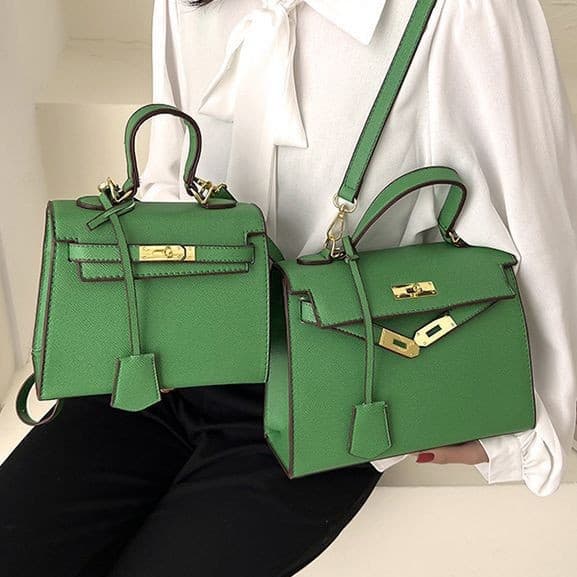 New Cross-Border Large-Capacity Kelly Birkin Bag with Lychee Grain, Commuter Fashion Versatile Trendy Crossbody Shoulder Handbag