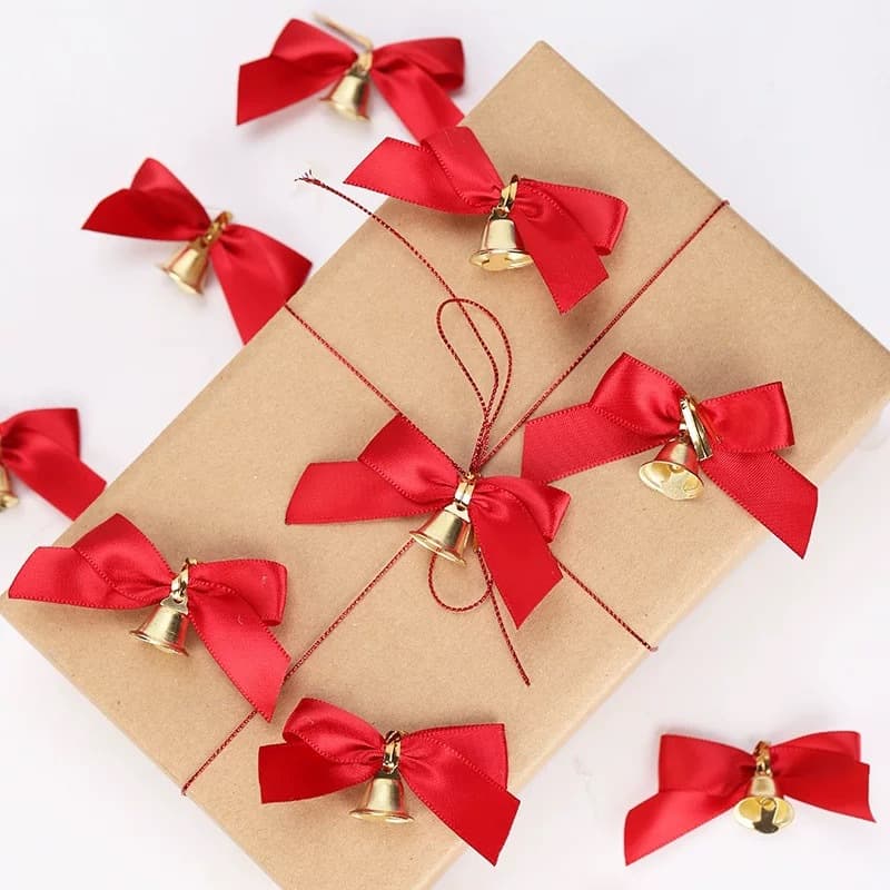 Burgundy small bow BJD doll accessory Christmas bow decoration scene bell Christmas tree accessory
