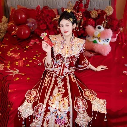Plus-Size Xiuhe Wedding Dress 2025 New Style for Plus-Size Brides, Chinese-Style Wedding Gown, High-End Toast Dress, Luxurious Formal Dress, Bridal Attire