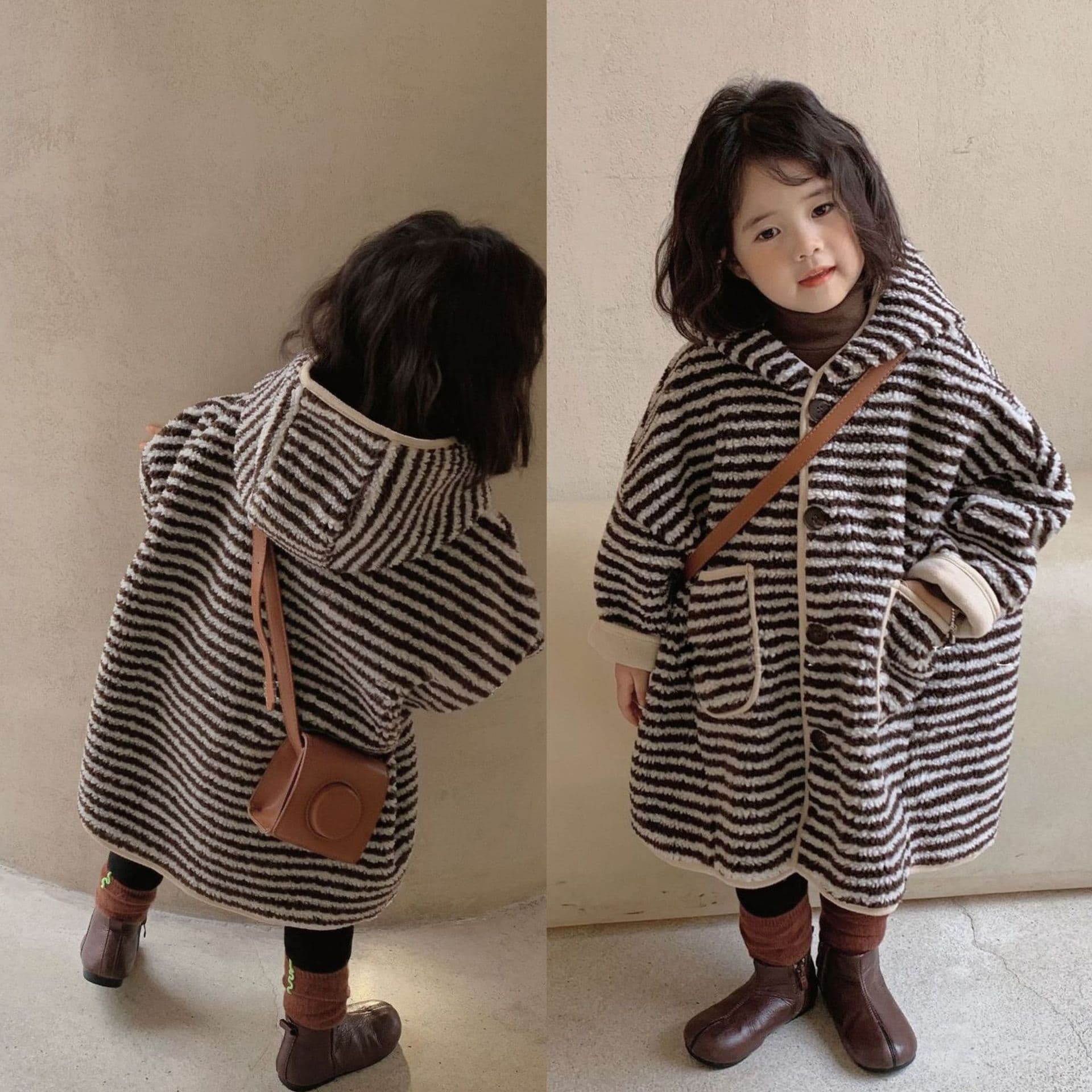 Children's Thickened Hooded Jacket Medium-Length Autumn/Winter Overcoat Korean Style Coat For Girls 3-8 Years Old