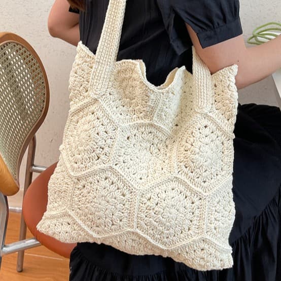 Cross-border super popular Thai knitted bag for women 2026 new casual vacation beach bag lazy daily knitted tote bag