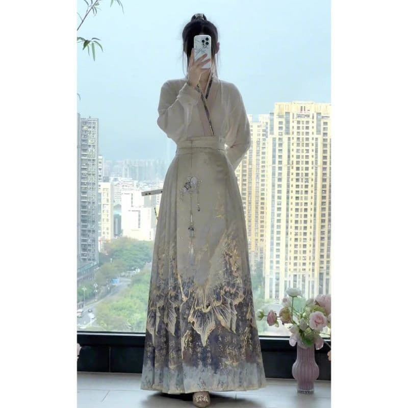 New Chinese Style National Fashion Horse-face Skirt Spring and Autumn New Ming-style Improved Hanfu Daily Commute Versatile Ancient Style Full Set