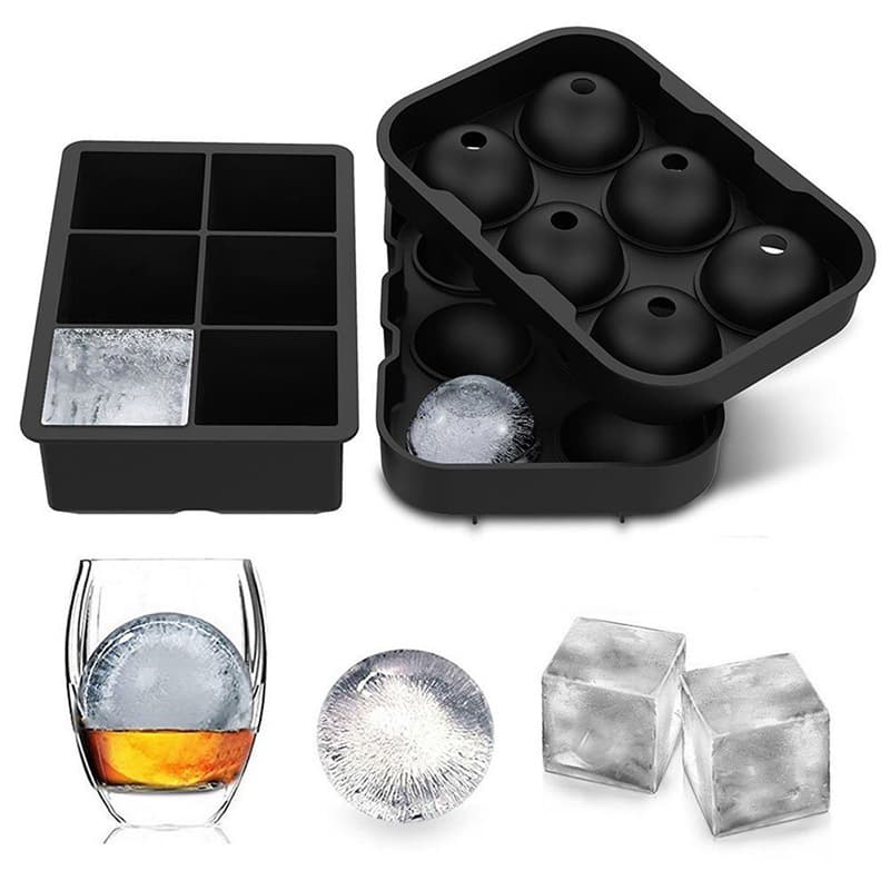 Commercial Home Use Silicone Ice Cube Tray Bar 6-hole Square Ice Mold Making Box Durable Easy To Clean