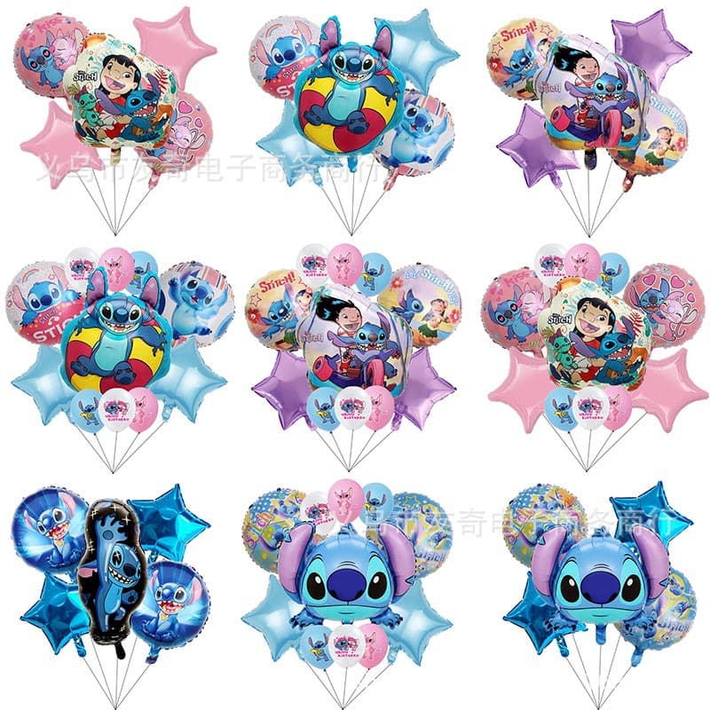 Pink Stevie Alien Cartoon Balloons Aluminum Foil Balloon Set Birthday Decoration Toy Balloons round Shape for All Seasons