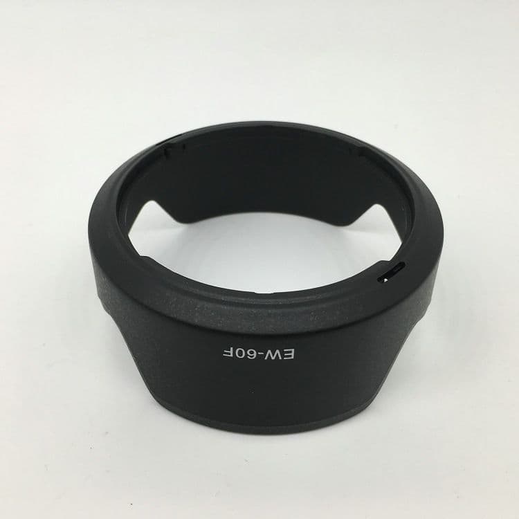 EW-60F lens hood for Canon R7, R10, R50, M50, and R8 cameras with RF 18-150mm lens and 55mm UV filter.