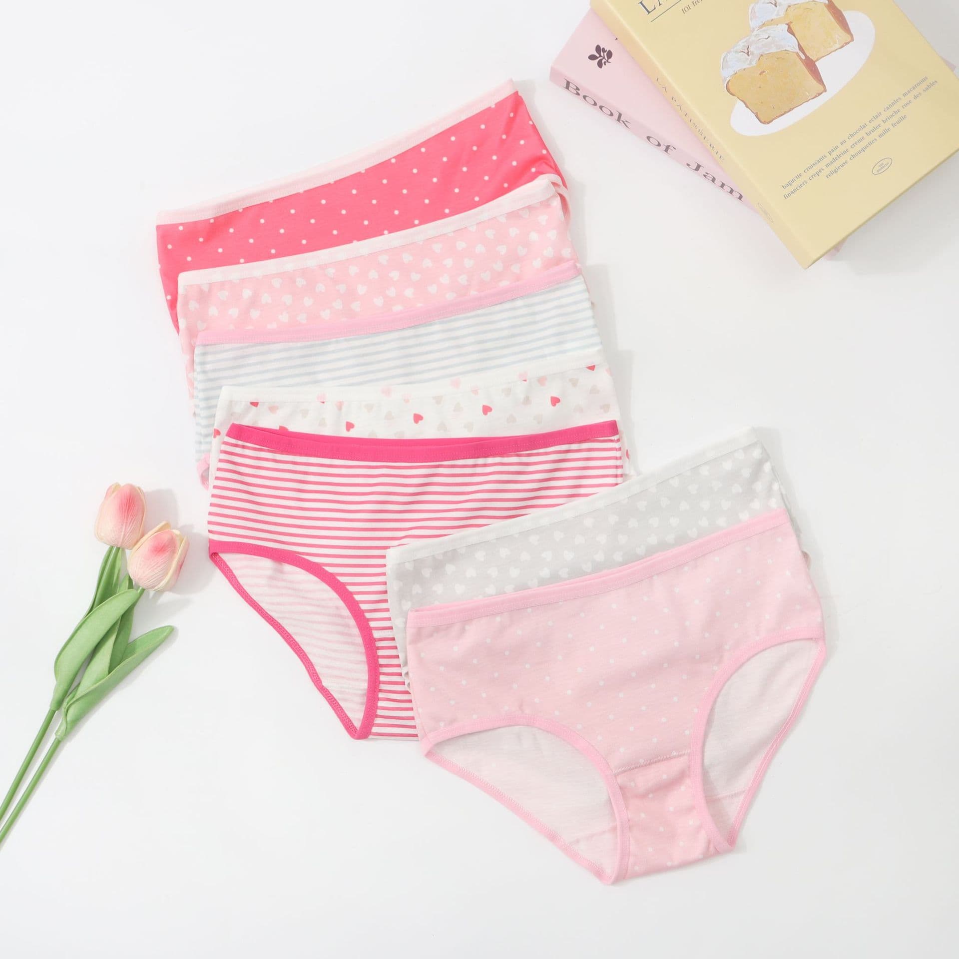 Wholesale Striped Girls Teenager Panties for Students Women Non-Cotton