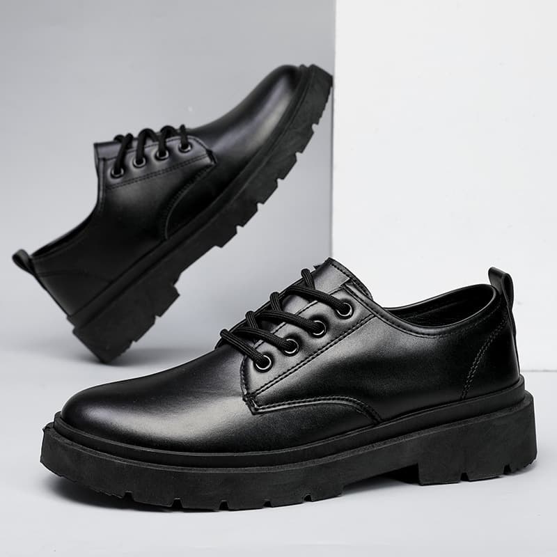 Men's Suit Shoes for Autumn, British Business Formal Large-Toe Casual Leather Shoes, Men's Black Wedding Shoes with Height-Increasing Design