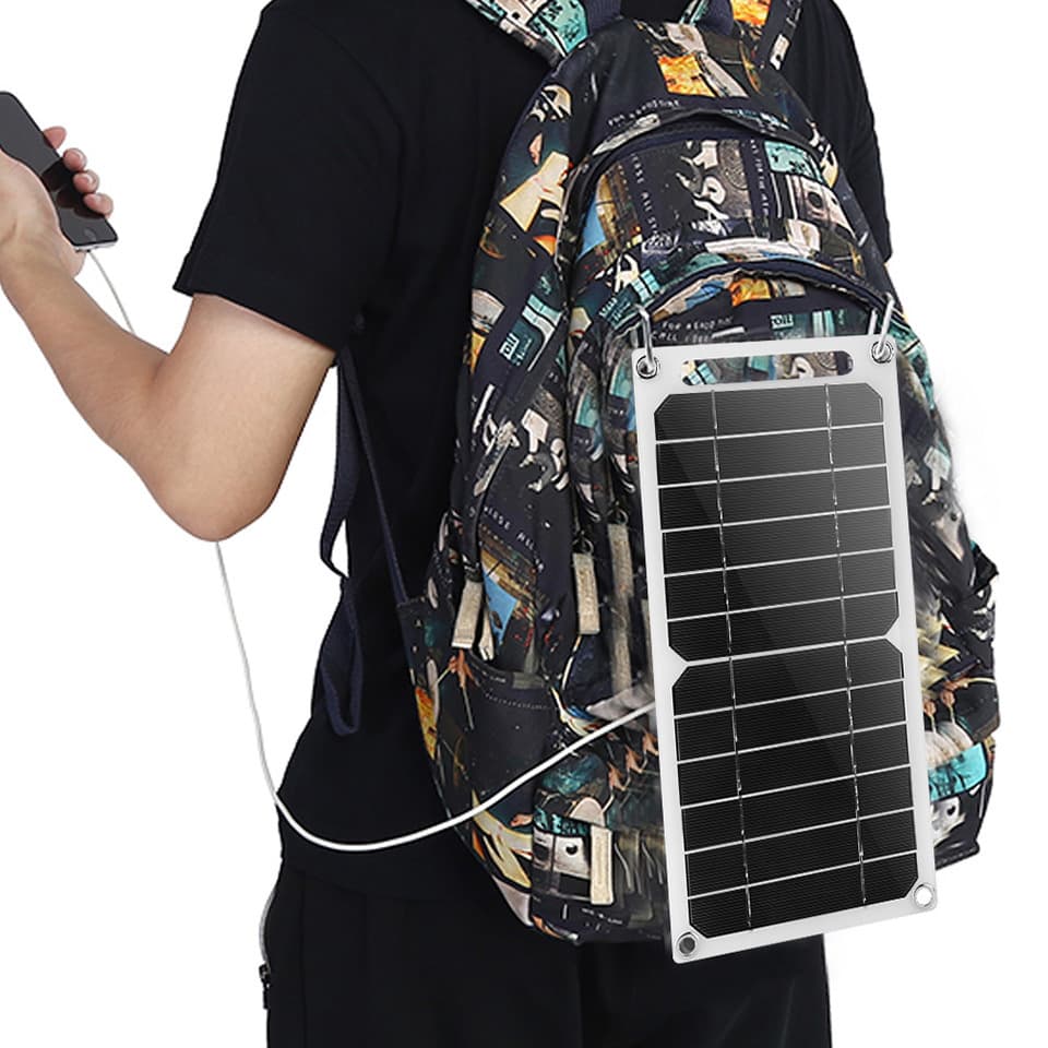 Outdoor 6W 5V Flexible Solar Panel Mobile Phone Charger Backpack Solar Charging Device