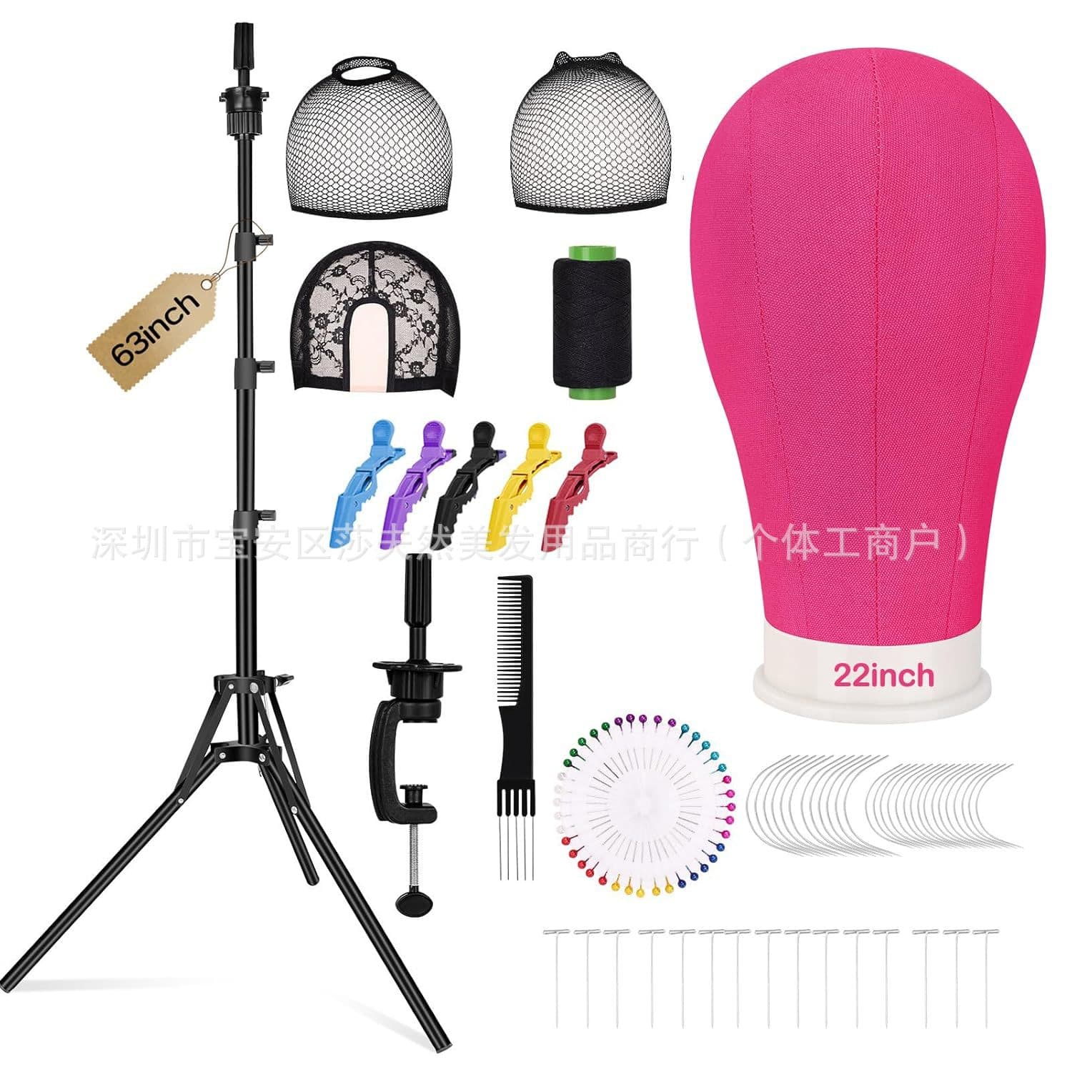 63inch Tall Wig Stand Tripod with 22inch Mannequin Head Stand