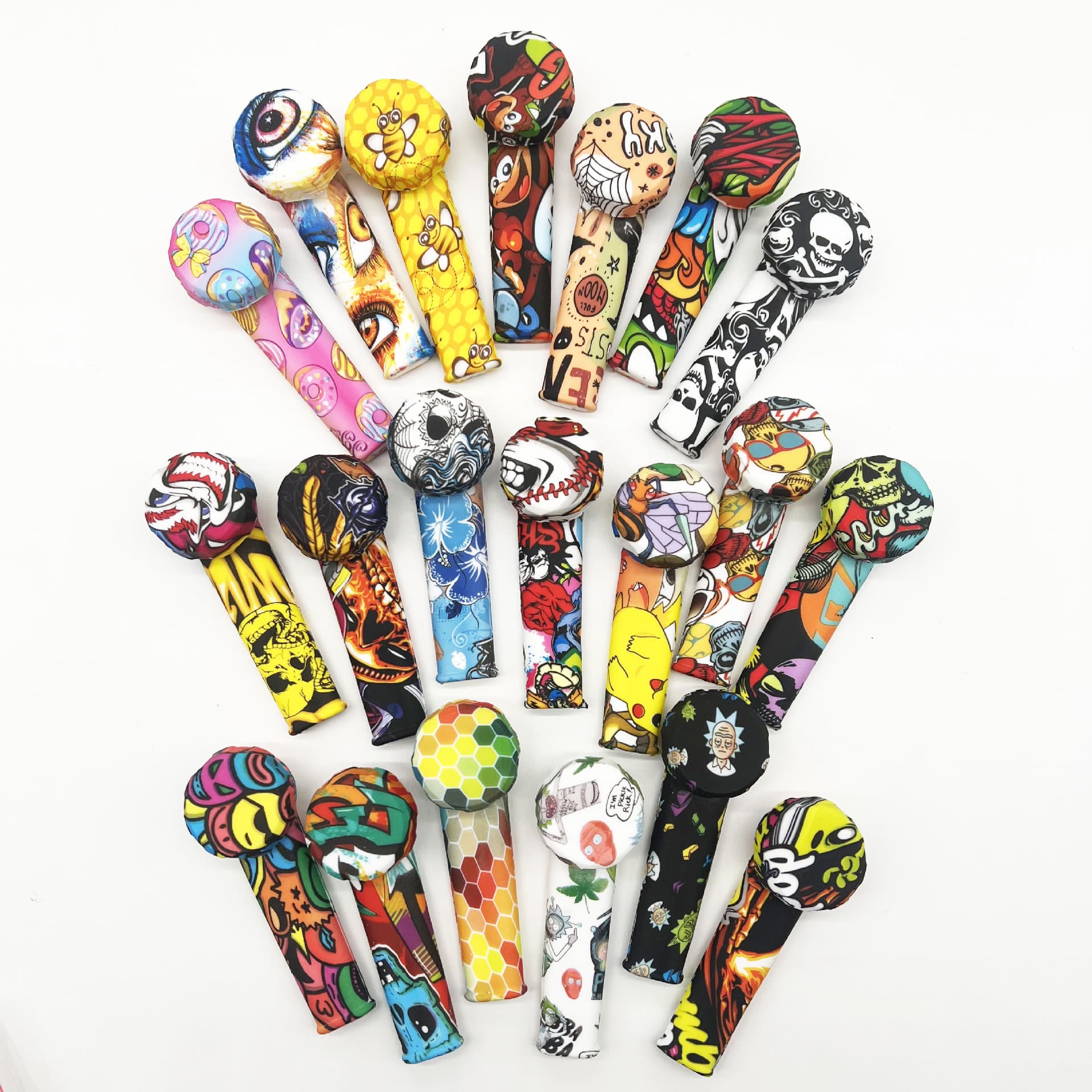 Cross-border Hot Selling Silicone Pipe Printed Design Creative Smoking Tool Custom Gift Multiple Colors Available