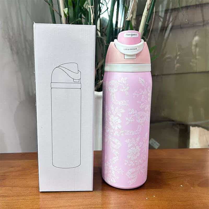 Cross-border Amazon Owala-style 304 Stainless Steel Insulated Tumbler, Fashionable Creative Outdoor Portable Water Cup, Fruit Cup