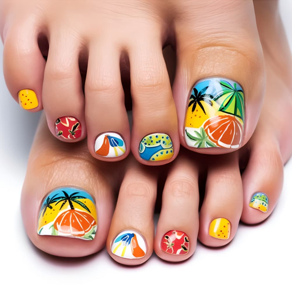Hot Girl Summer Beach Coconut Tree Nail Art Pieces Simple Shell Toenails Nail Patch European and American Hot-selling Wear Armor