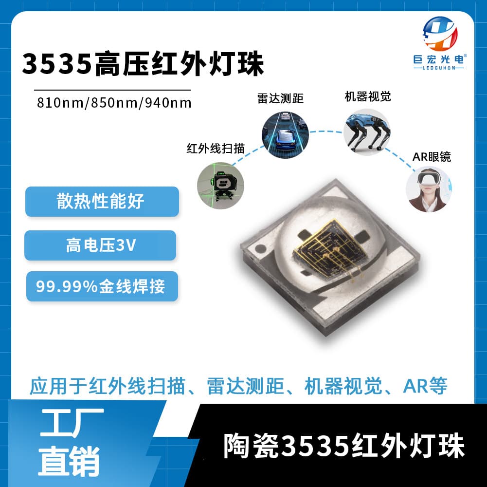 3535 IR High Voltage 3V LED Chip, Infrared Scanning 810/850/940nm IR Emitter High Voltage LED