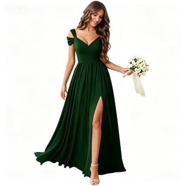 Evening Dress Amazon Cross-Border Foreign Trade European and American Women's Long Dress Solid Color Off-Shoulder V-Neck Elegant Sexy Slit Dress