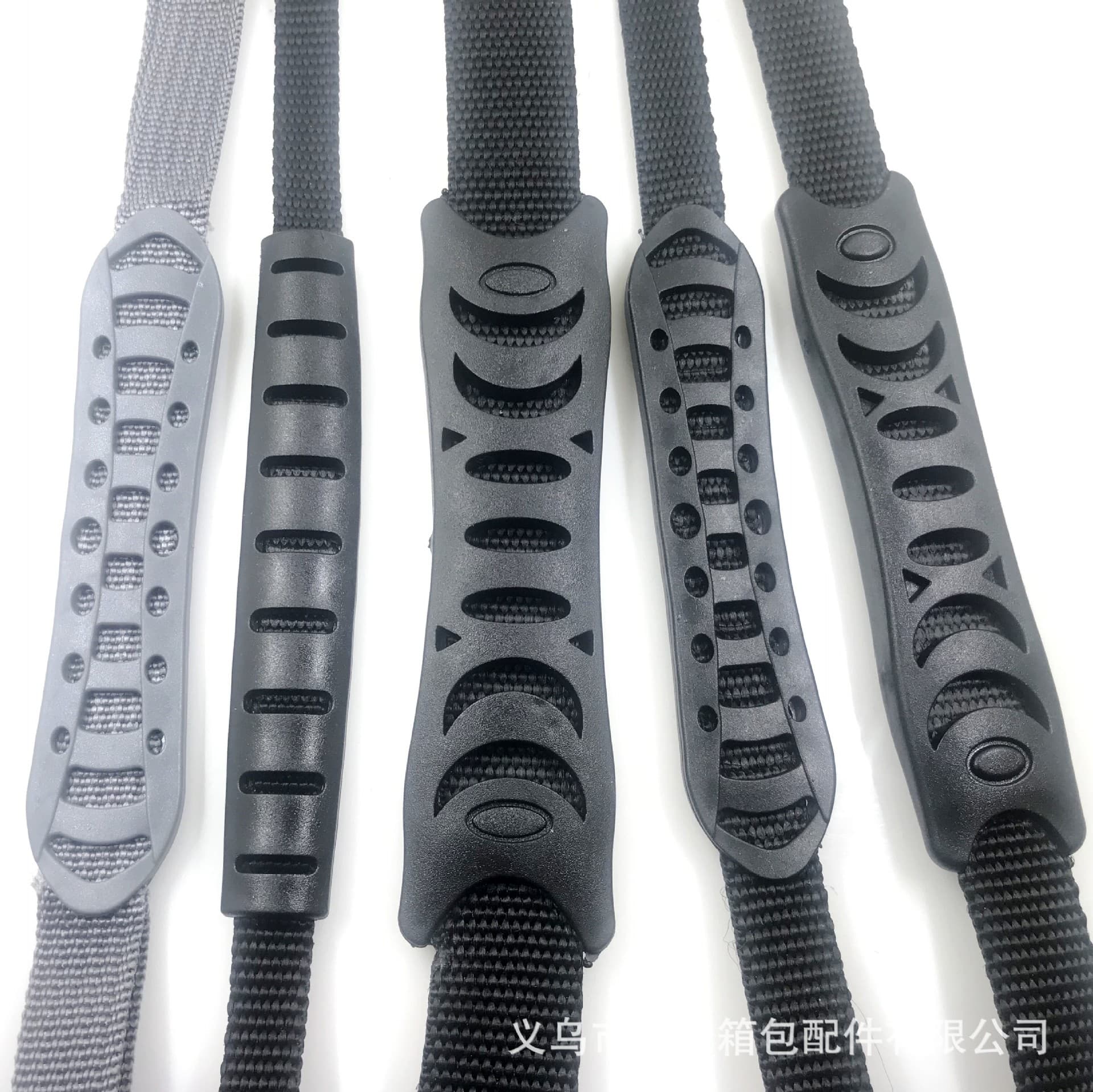 Luggage accessory handles, PVC webbing hand grips, plastic soft rubber molded fixed handles