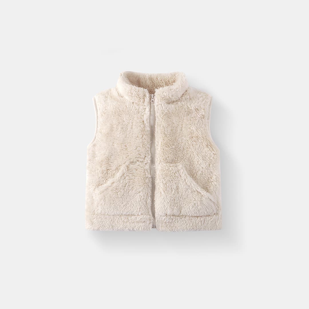 Unisex Baby Plush Vest Children's Waistcoat Autumn/Winter Style Inner Wear Fleece-Lined Thickened Sleeveless Jacket Warm Top