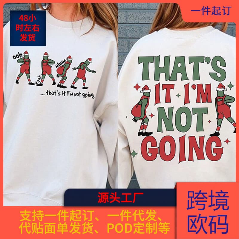 Christmas quirky printed cotton round neck women's short-sleeved T-shirt loose oversized sports fashion casual shirt Europe and America