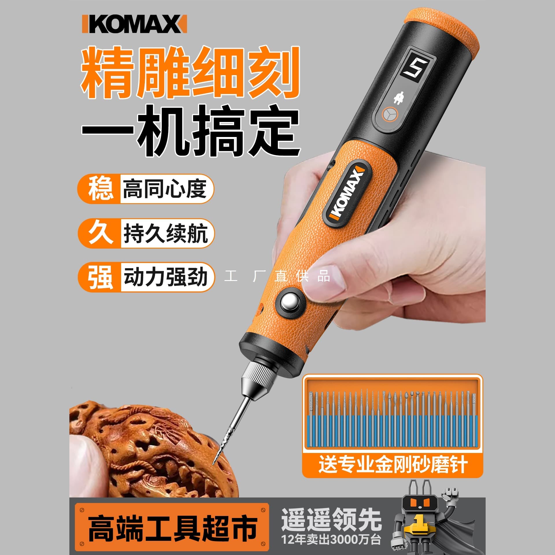 Electric Grinder Handheld Polishing Tool, Wood, Jade, Terrazzo, Jadeite Carving and Cutting Instrument