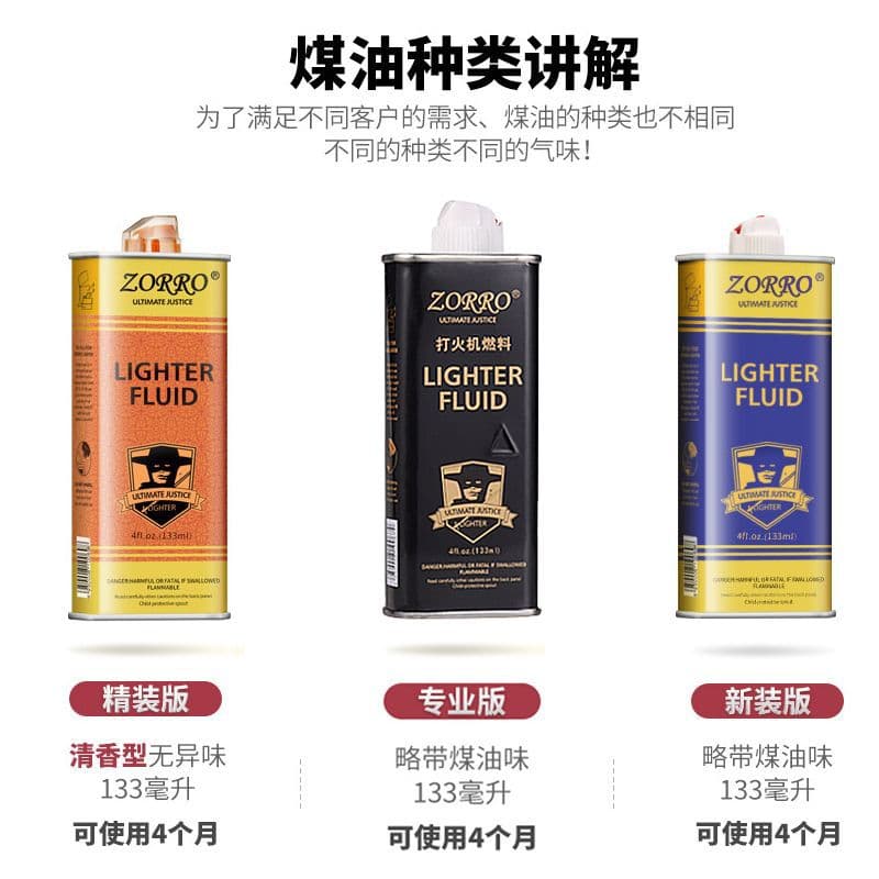 ZORRO Lighter Accessories - Kerosene / Blue Oil / Gold Oil / Black Oil, Flint, Cotton Wick, Tote Bag, Universal Parts