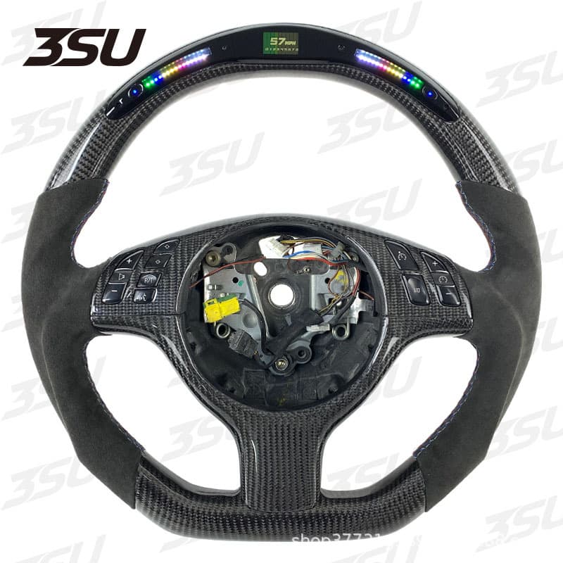 For BMW E46 E36 M3 E53 330CI 325I LED Leather Carbon Fiber Steering Wheel