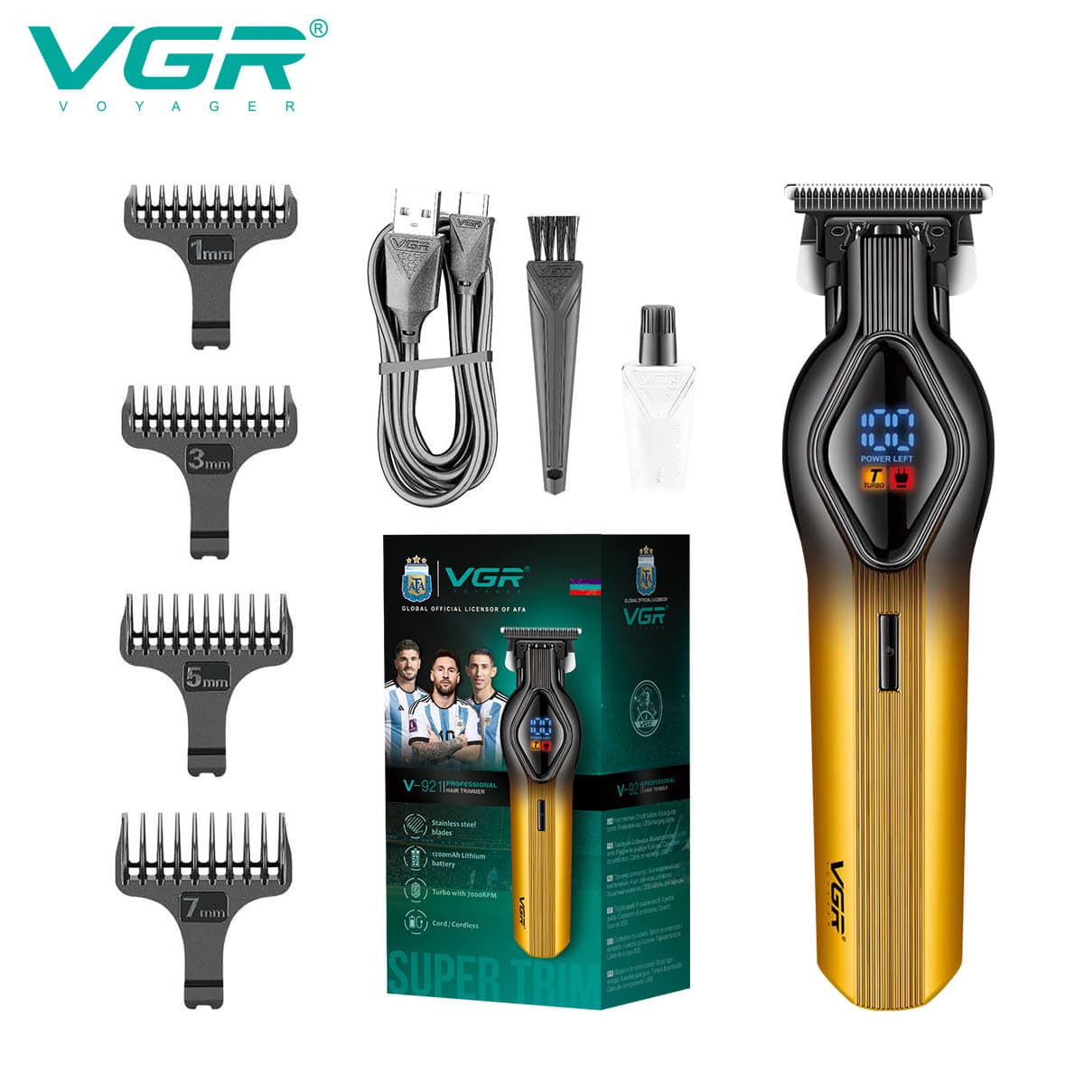 VGR921 New Cross-border Electric Hair Clipper with LCD Digital Display, Professional Hair Salon Carving Oil Head Home Electric Trimmer