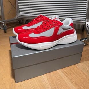 PRADA Americas Cup Patent Leather Sneakers Casual Shoes for Couples