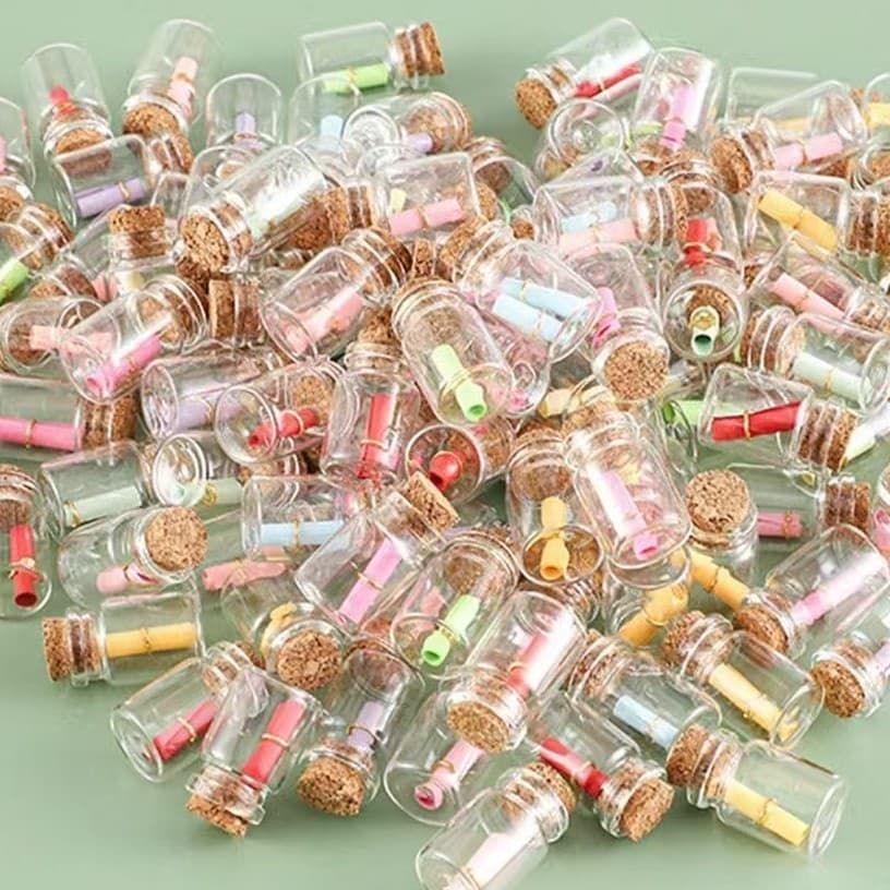 Small Glass Bottles with Cork Stoppers Wish Bottles High Aesthetic Nebula Bottles Rainbow Bottles Message in a Bottle Ocean Bottles Lucky