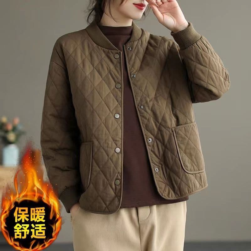 Baseball Jacket Short Cotton Coat for Women, Winter New Plus Size Korean Petite Lightweight Fashionable Light Cotton Jacket