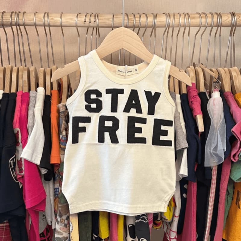 Japanese-style Kids Sleeveless T-Shirt Summer 2025 New Trendy Embroidered Lettering for Boys and Girls
