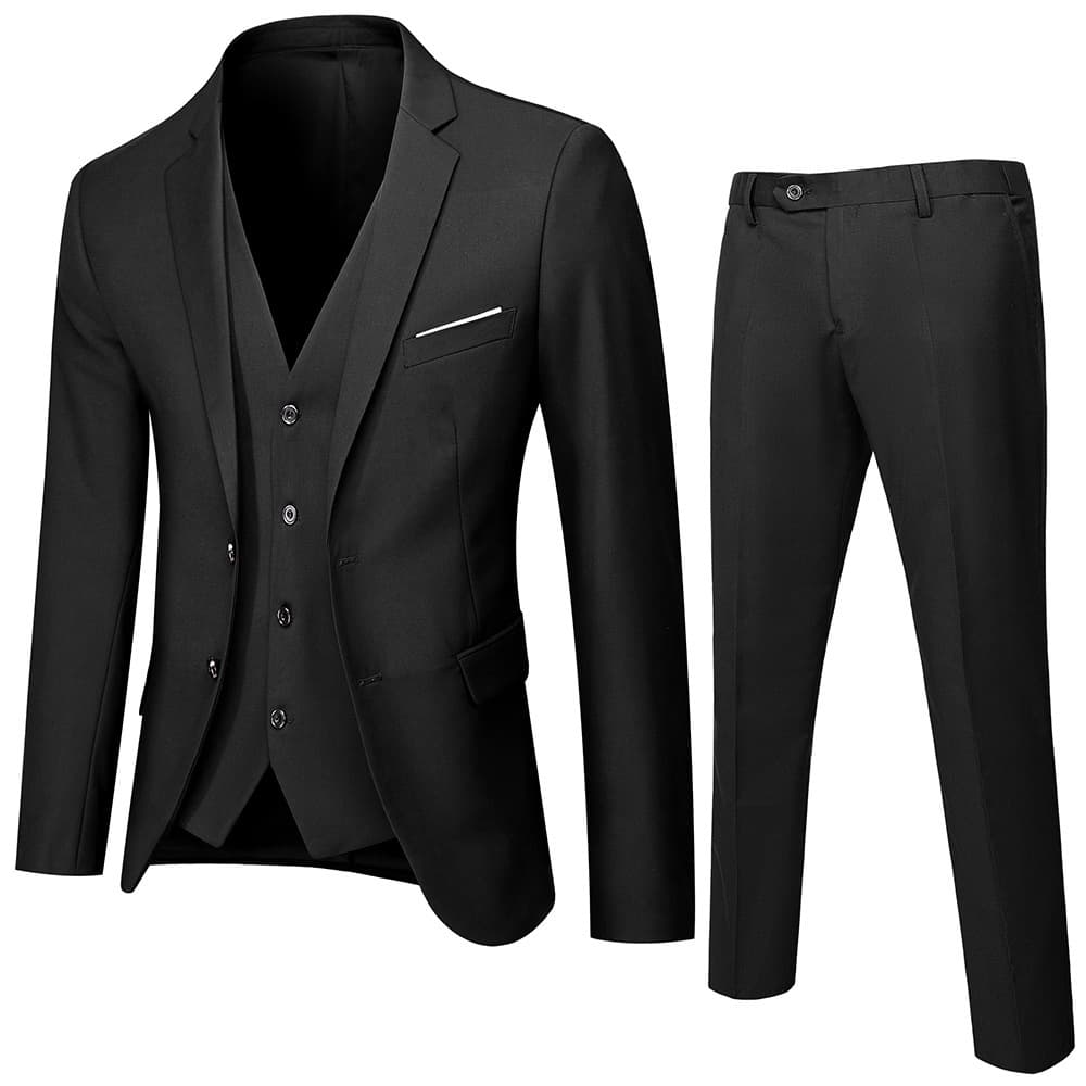European-American Simple Men's Business Casual Suit Set Men's Wedding Groom Dress Slim Fit Suit Men's Three-Piece Set
