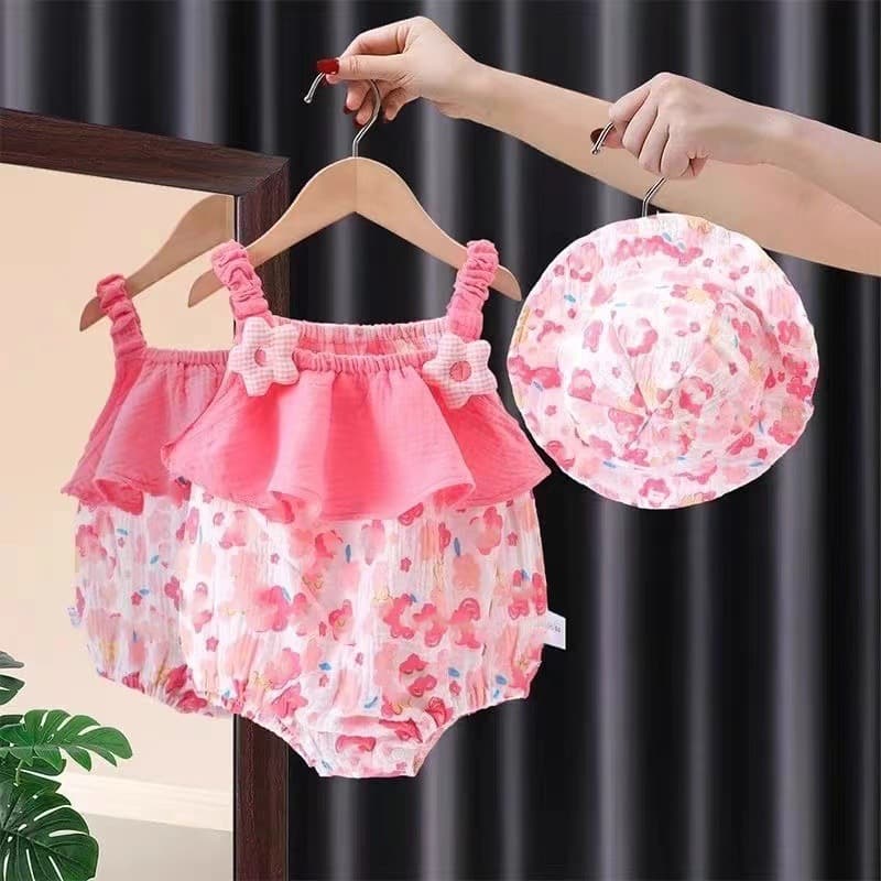 Baby Summer Outfit Newborn Wrap Bodysuit Girls One-Piece Full Moon 100 Days Ha Clothes Thin Crawling Suit