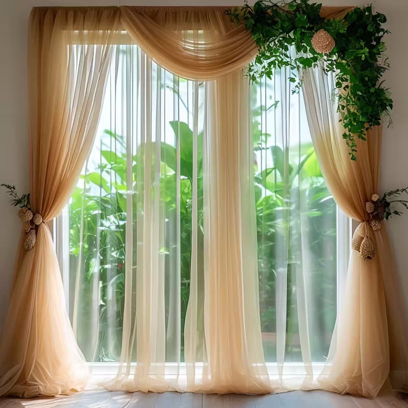 Cross-border delivery of champagne mesh gauze outdoor wedding party site layout decorative background wedding arch knot