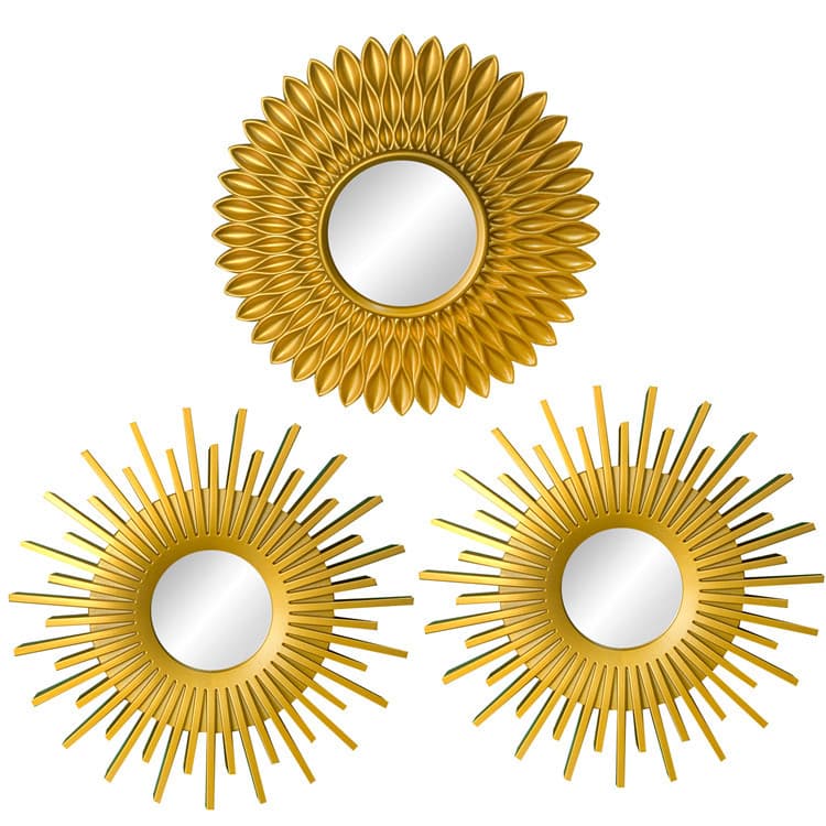 Factory Supply Decorative Mirror Three-Piece Set Plastic Painted Wall Decor for Restaurant Sofa Background Decoration Amazon