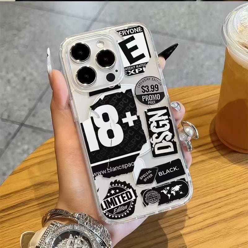 Transparent Magnetic Case with Trendy Label for Apple 17/16/14/13 Pro Max Phone Case 12/11 Shockproof